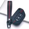 Silicone Key Fob Cover with Matching Keychain Compatible with Jeep Wrangler JL Gladiator JT 2018 2019 2020 2021 2022 2023 3 Button Smart Remote Key