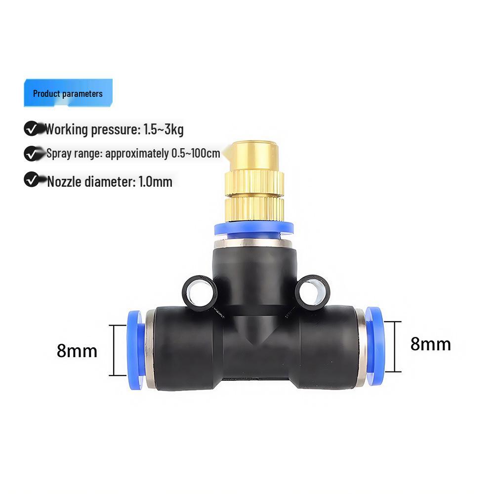 Low-Pressure Quick-Connect Mist Nozzle for Humidification, Dust Control, Seedling Watering, Aquaculture Cooling, and Automated Watering