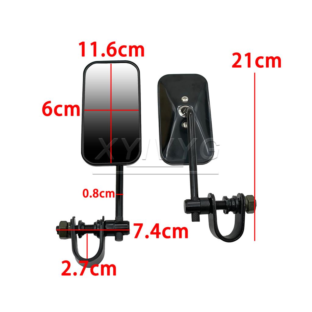 2pcs Universal Black Motorcycle Side Mirrors with Clamp Fit For 22-25mm Handlebar