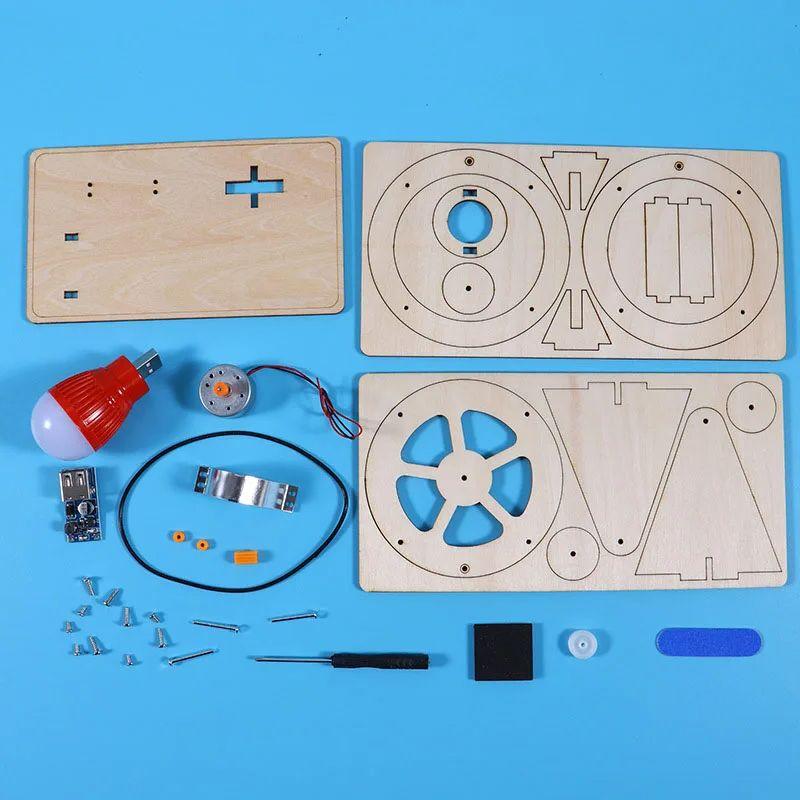 Diy Wooden Hand Cranked Generator Children'S Science Toy Fun Stem Puzzle Physics Experiment Set Children'S Education Toy