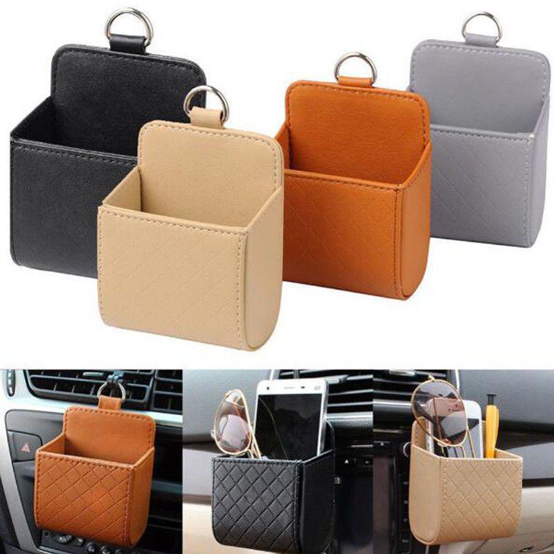 Leder Auto Lüftungsschlitz Aufbewahrungstasche Kreativ Cartoon Multifunktional Telefon Münz Organizer Box