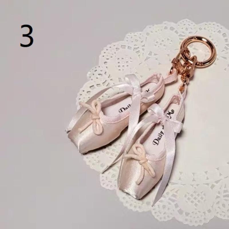 Vibrant Color Mini Satin Ballet Shoes Keychain Delicate Ribbon Bows Fashion Backpack Pendant for Dance Enthusiasts Holiday Gift