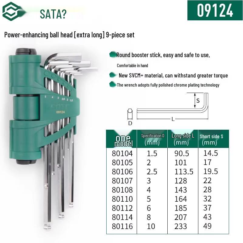 SATA Extra Long Hex & Torx Wrench Set with Ball & Flat Heads