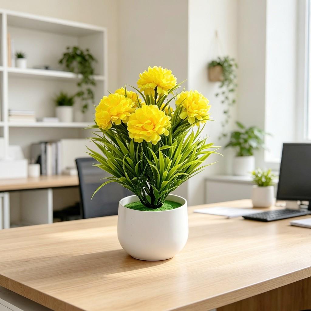 Spring Grass Artificial Flower Garden Decor With Plastic Chrysanthemum For Home And Outdoor Use