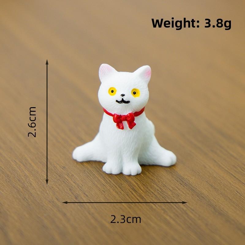 Cute Micro Cat Landscape Resin Ornament With Bow Tie Design For Home Decoration