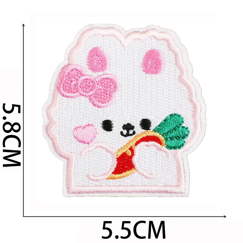 Little White Rabbit Embroidery Cloth Sticker Clothes Bag Decoration Patch Sticker Full Embroidery Craft Cake Computer Embroidery Label Embroidery Stic