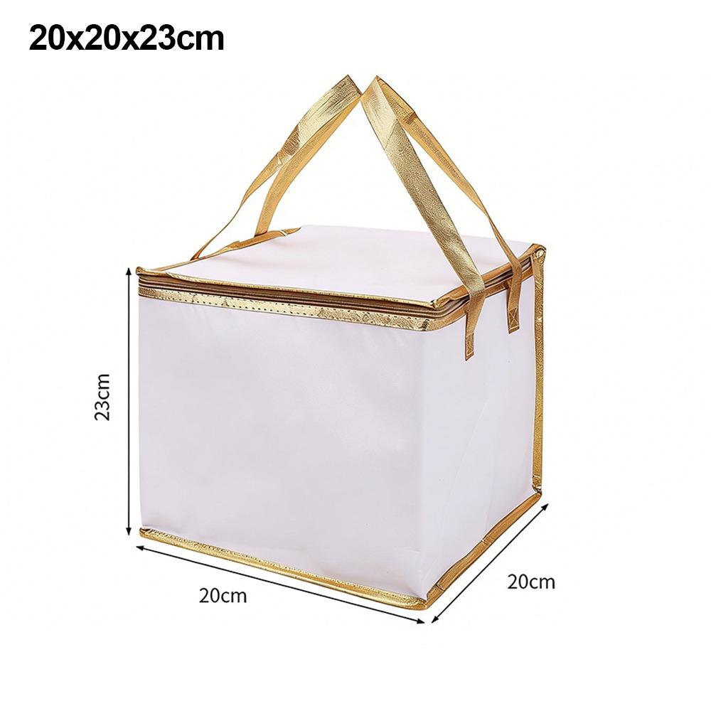 Reusable Aluminum Foil Tote Bag Zipper White Insulated Thermal Cooler Bag Refrigerated Bag Picnic Cake Fruit Drink Refrigeration