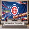 Custom Name Text Tapestry Chicago Cubs Personalized Polyester Wall Tapestry For Bedroom And Room