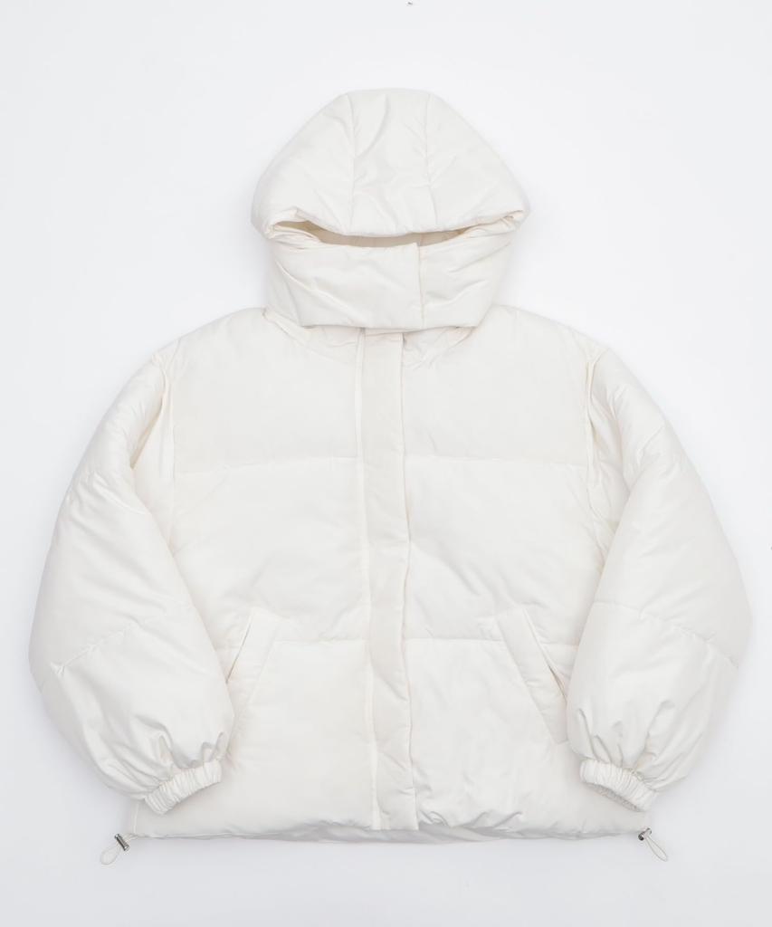 WEGO Hooded Puffer Winter Korean Size 2-Way Jacket, Outerwear, Jacket, Padded, Style, Fall/Winter, Gift, Women's, S, White/Ivory
