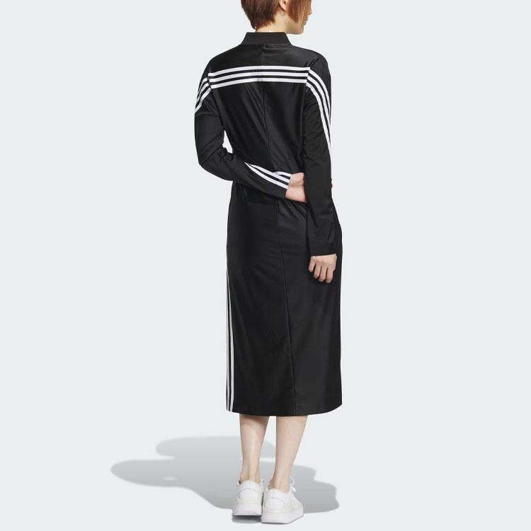 Adidas X Samuel Gui Yang Striped Colorblock Side Split Long Sleeve Dress Women Dress Black JF6666