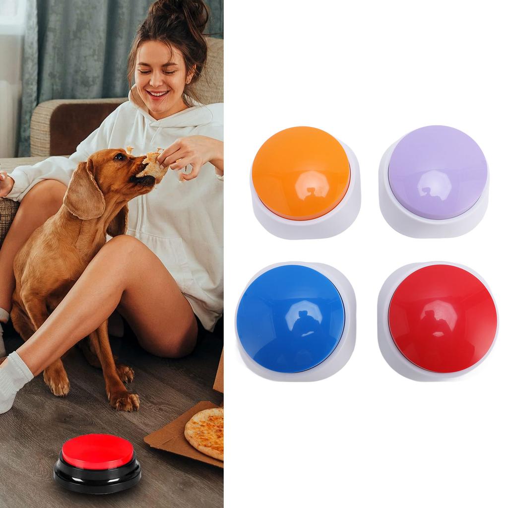 4 SZT. Przyciski dla Psa do Komunikacji Nagrywanie 30 Sekund Trening Zwierząt Domowych Brzęczyk Nagrywanie Głosu Clicker Zestaw