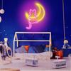 Anime Cat & Moon Neon Sign, Personalized Neon Signs for Wall Decor, LED Night Lights Home Decor Lights Backdrop LED Light up Signs for Game Room Sign