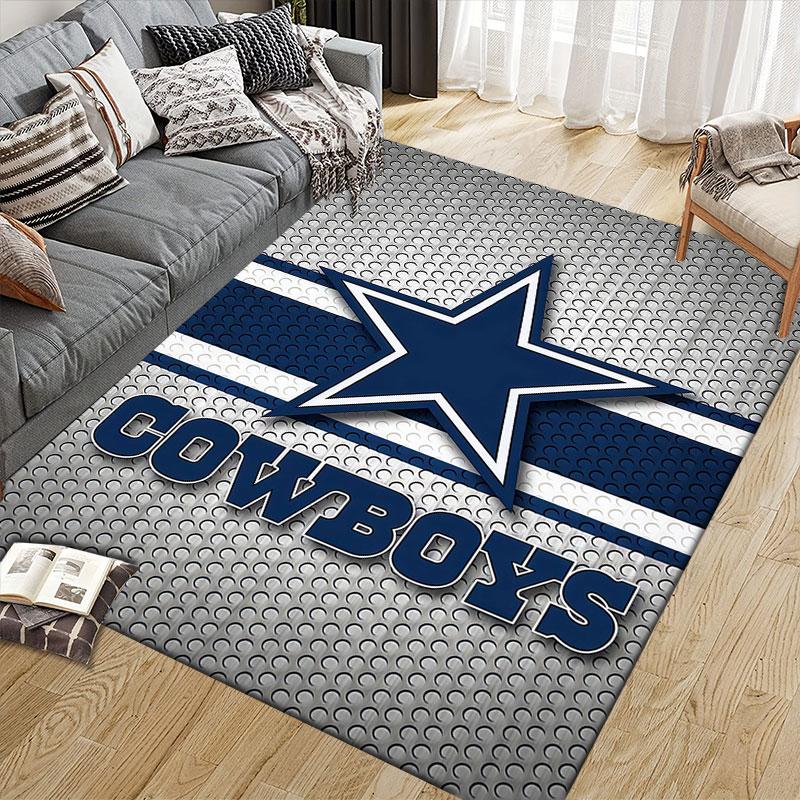 Cowboys Flannel Printed Carpet, Home Sofa Decoration for Living Room & Bedroom, Non‑Slip Play Flannel Floor Mat for Game Room