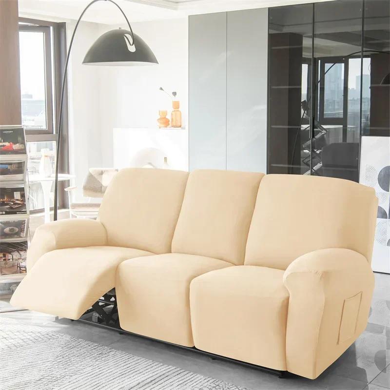1 3 Seat Recliner Sofa Cover for Living Room Elastic Reclining Chair Cover Protection Non-slip Relax Armchair Couch Slipcovers