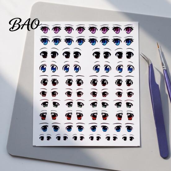 Water Transfer Paper for Models Eye Stickers Dolls, DIY Decals, Multi Size Anime Clay Doll Face Accessories Realistic Colorful Eyes Crafting