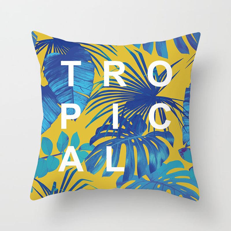 Summer Tropical Floral Cushion Cover Home Decor Office Sofa Pillowcase Green Plant Throw Pillowcase