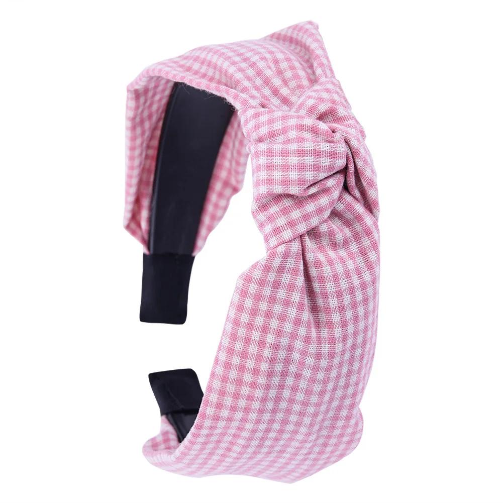 

Винтажный клетчатый ободок для волос, нескользящий, полосатый, обруч для волос для женщин, рождественские повязки для волос с бантом, детские аксессуары для волос для девочек