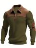 Patch Ribbed Cardigan with Lapel Casual Commuting and Sports Style Autumn  Winter Zipper Sweatshirt Vintage Outdoor Style Knit Sweater