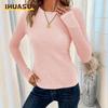 Bluse e Camicie Casual da Donna alla Moda a Manica Lunga con Scollo a O