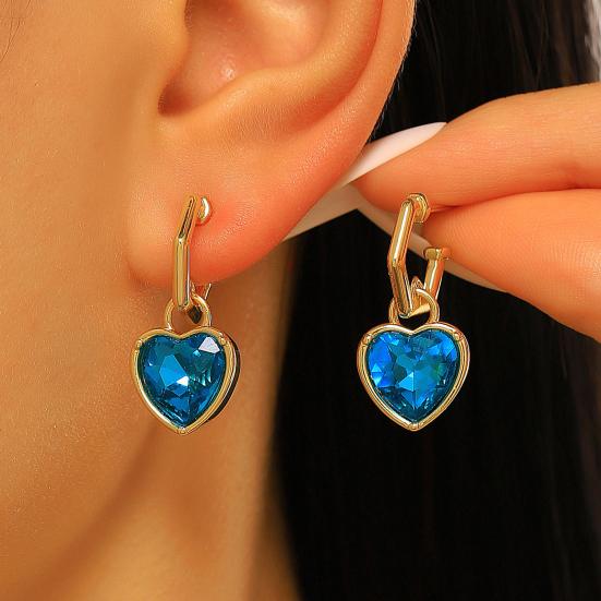 Yousheng 1 Pair Drop Earrings, Detachable Pendant Design Women Earrings, Heart Rhinestones Inlaid Versatile Earrings for Jewelry