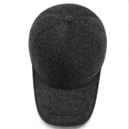 Moonlove Mens Cap Ear Flaps Baseball Hat Winter Thick Warm Windproof Cold-Resistant Plain Gentlemens Adjustable Size Autumn Cold Protection Goods Male