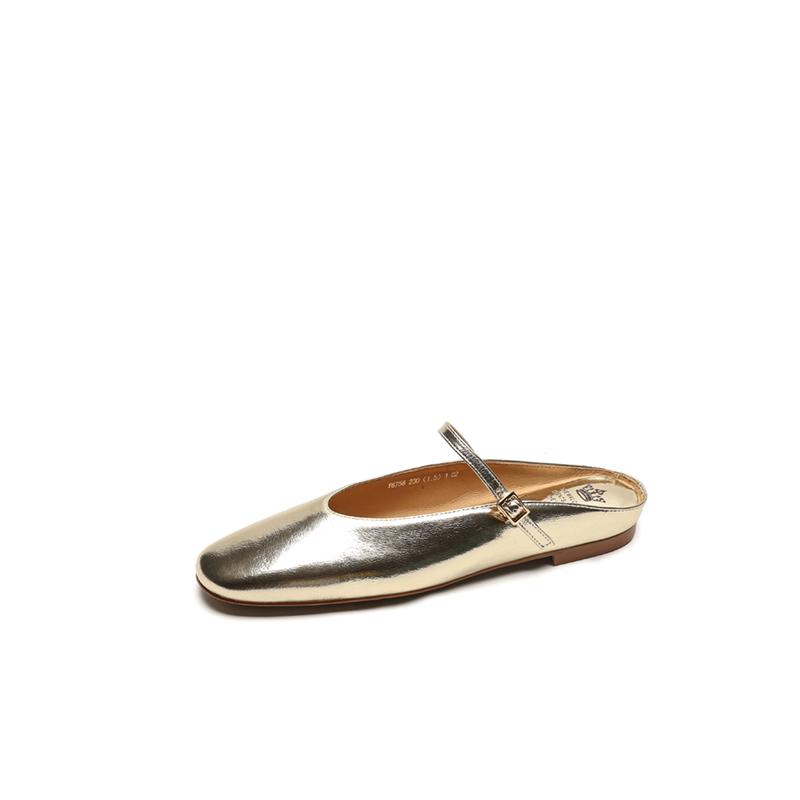 2024 New Genuine Leather Summer Flat Heels Women Sandals Elegant Party Prom Shoes Woman Office Lady Size 34-43 Women Slippers