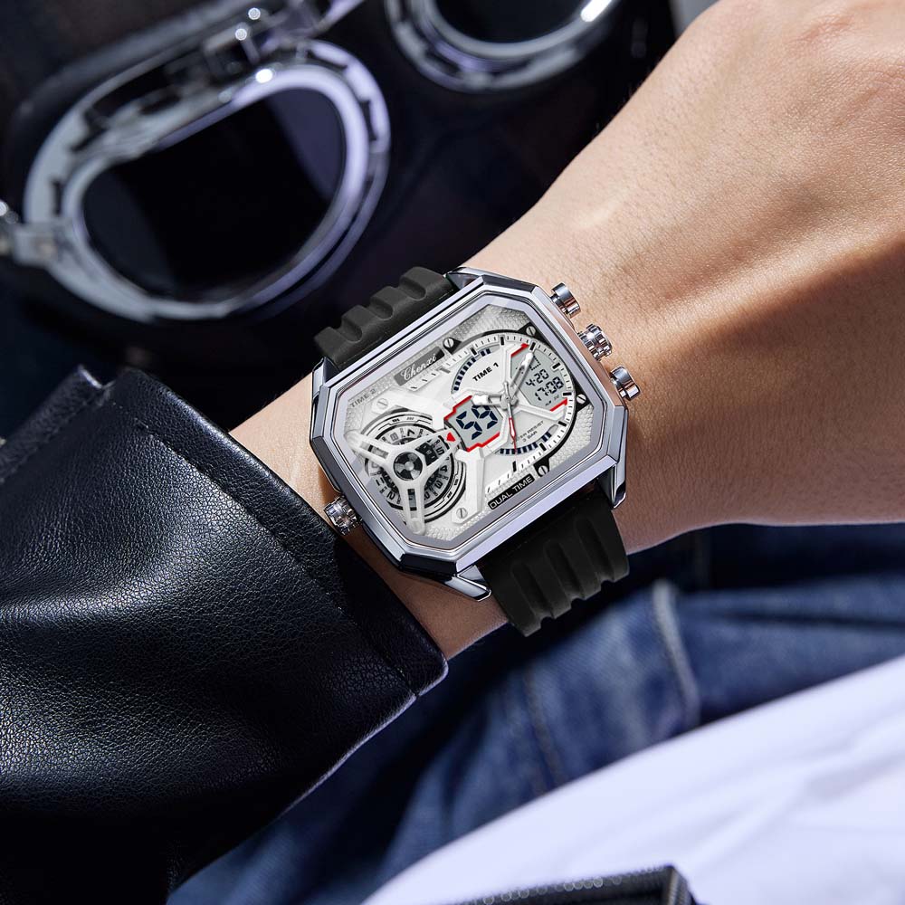 CHENXI Men's Watch New Large Dial Digital Watch Dual Display Fashionable Multifunctional Sports Watch Waterproof Male Watch