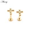 Alisouy 1PC Stainless Steel Cross Ball Threaded Ear Tragus Helix Labret Lip Rings Cartilage Stud Earrings Piercing Body Jewelry
