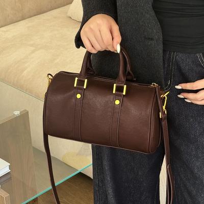 Läder Maillard retro handväska damväska lätt lyxväska vegetabiliskt garvat koskinn axelväska väska