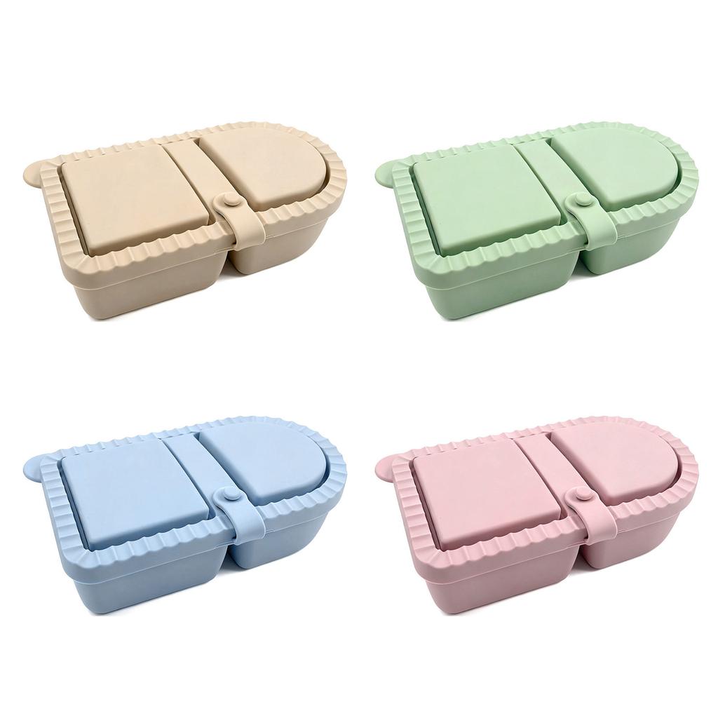 Portable Double Compartment Snacks Box Silicone Leak Proof Dishwasher Safe Food Container For Outdoor And Home Use