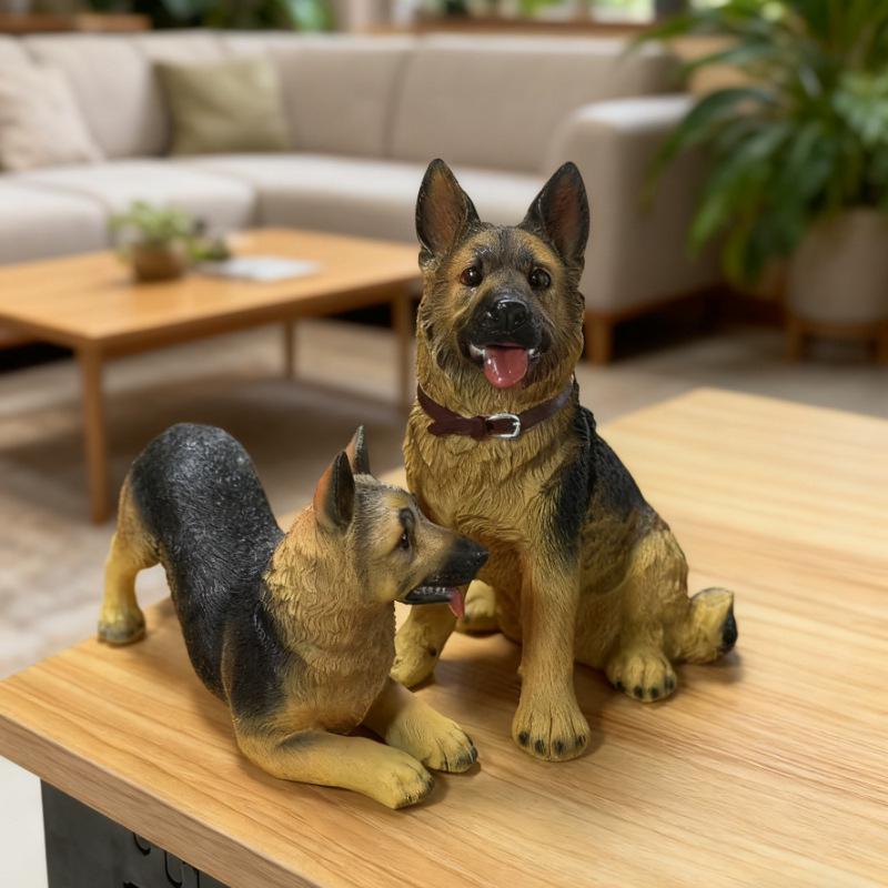 German Shepherd Wolf Dog Resin Figurine – Cross-border Animal Statue Ornament