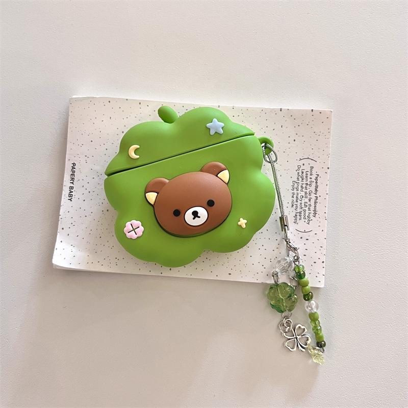Four-leaf Clover Easy Bear for Airpods4 Apple Bluetooth Wireless 1/2/3 Generation Pro2 Earphone Cover Silicone Case