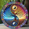 OrientalAura 1pc Yin Yang Bagua Aluminum Sign - 8 Inch Round HD Printed Metal Decor - Weather Resistant for Home