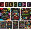 Decorably 15 Chalkboard Welcome Back To School Bulletin Board Decorations, Pirational, Matte-Laminated Posters - for Classroom, School Hallways