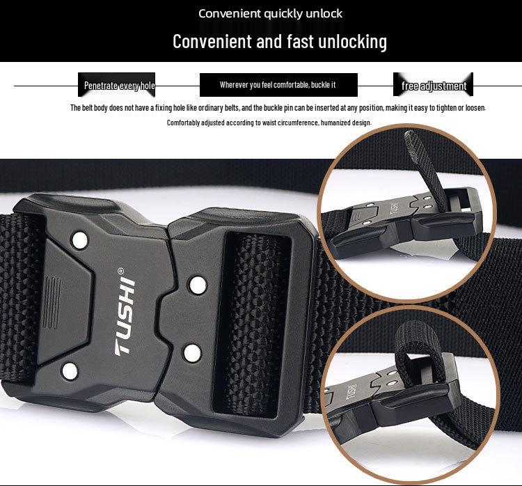 Men's Nylon Tactical Quick Release Belt - Casual & Outdoor Leather Workwear
