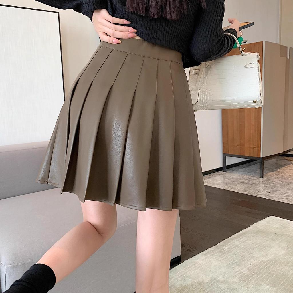 2024 Damen Schwarzer Plissierter High-Waist A-Linien Rock - Neues Herbst Schlankmachendes JK Kurz Midi Design