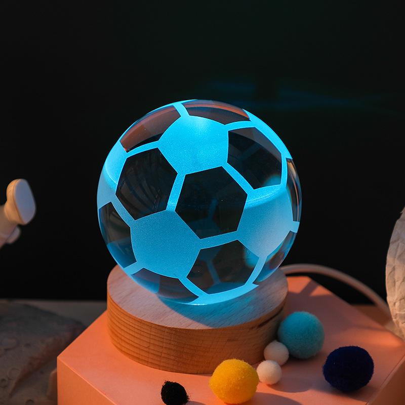 Crystal Ball Night Light - Football & Basketball Theme Desktop Ornament, Perfect Birthday Gift for Boyfriend