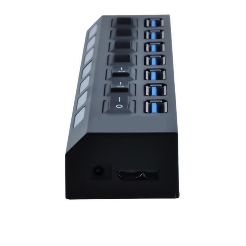 USB 3.0 2.0 Hub 7-Port USB Extender USB Splitter with Independent LED Switches Multi USB Port Hub for Laptop PC Devices