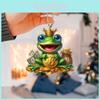 Charming Acrylic Cartoon Frog Car Pendant Ideal For Stylish Vehicle Interior Decor