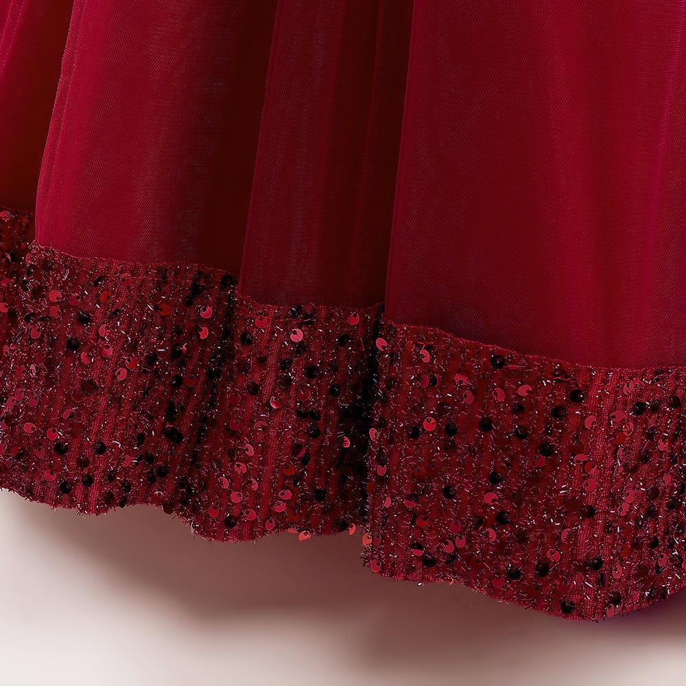 Girls' Formal Sequin Mesh Flower Princess Dress for Big Kids