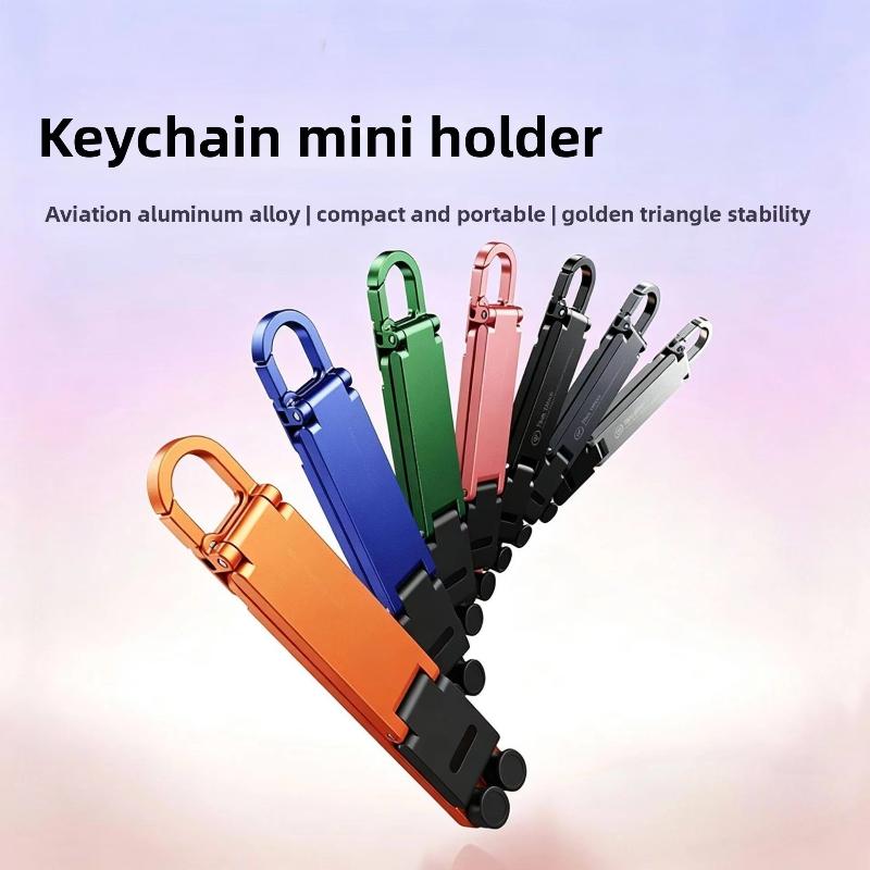 Mini Foldable Keychain Phone Stand Adjustable Lightweight Scratch Resistant Holder for Desk Live Streaming Outdoor Video Shooting