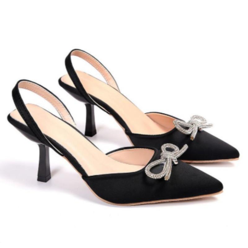 Plus-size pointed-toe high-heeled sandals -  summer new style, high-quality, niche women's shoes, bow tie thin heel sandals