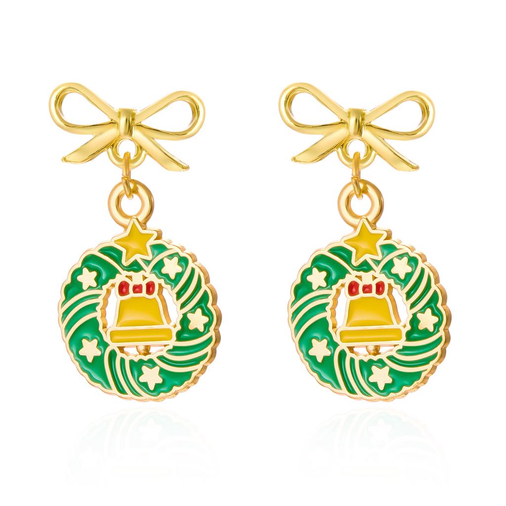 Fashion Crystal Beads Christmas Tree Zircon Santa Claus Earrings Dangle Stud For Women Xmas Party Jewelry Gift