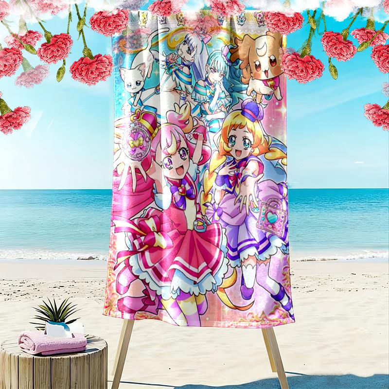 Hidden Key Precure Print Beach Towel, Large Soft Quick Dry Towel for Beach Camping Swimming
