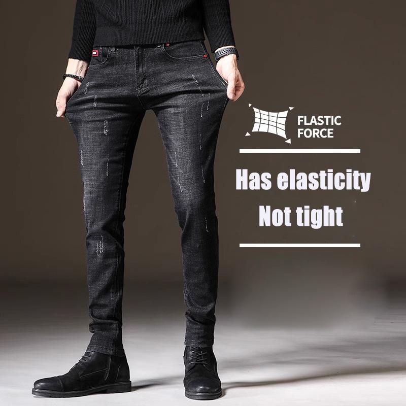 Spring And Autumn Winter New Men'S Regular Jeans Slimming Straight Stretch Business Versatile Long Pants