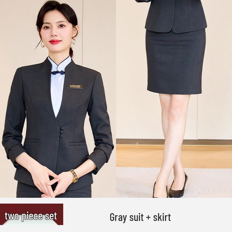 High-End Women's Workwear Set: Business Suit, Hotel Reception, Flight Attendant, Beauty Salon Uniform