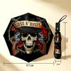Guns N' Roses 8 Ribs 3Fold Black Glue Uv Protection Umbrella Sun Protection Rainproof Compact Folding Umbrella For Travel Daily Use C923902