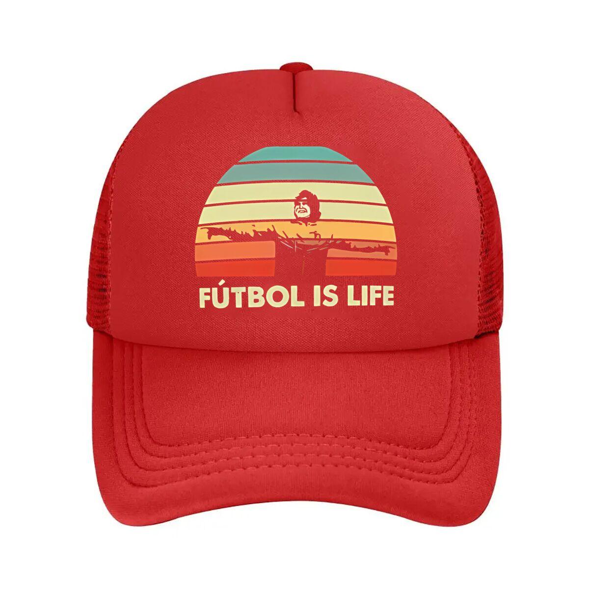 Ftbol is Life A Graphic with a Bold and Playful Vibe Mesh Baseball Cap One Size