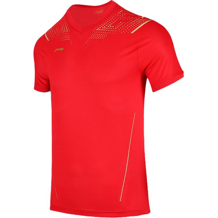 Li Ning Badminton Competition Collection T Shirt Unisex Vermilion AAYQ291-1 XS