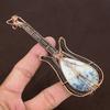 Dendrite Opal Handmade Copper Wire Wrap Guitar Pendant 4.53" O0i59